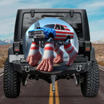American Flag Muscle Car with Giant Feet Spare Tire Cover