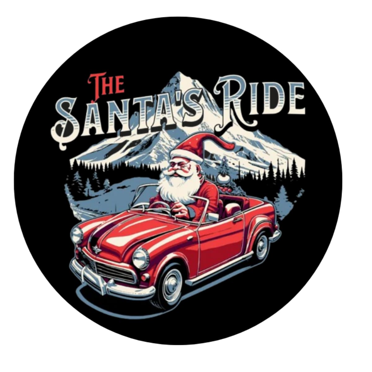 The Santa's Ride" Vintage Christmas Spare Tire Cover