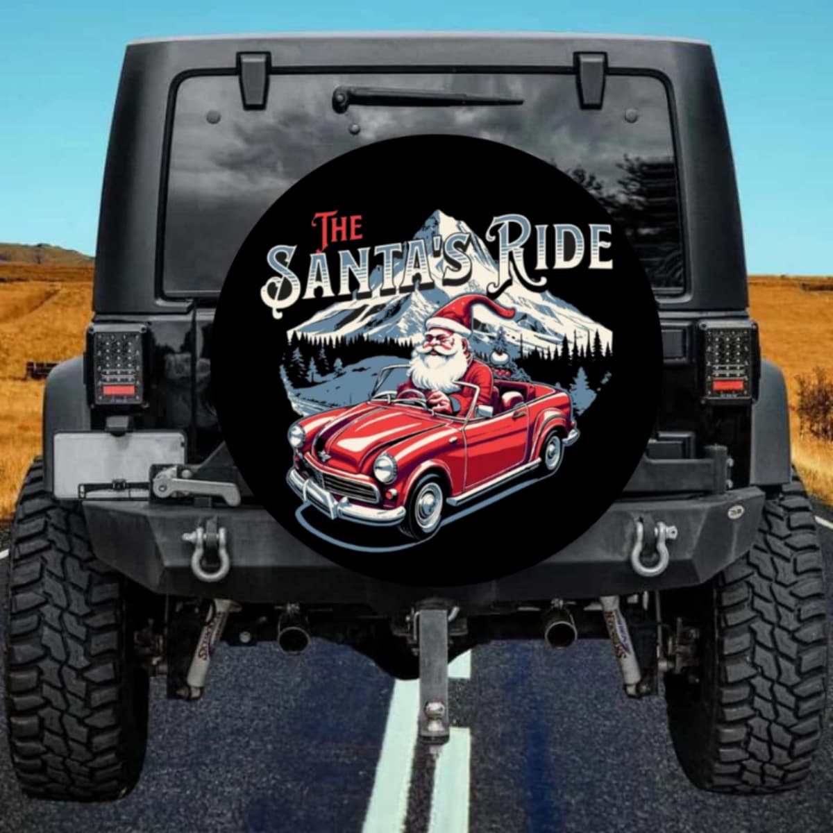 The Santa's Ride" Vintage Christmas Spare Tire Cover