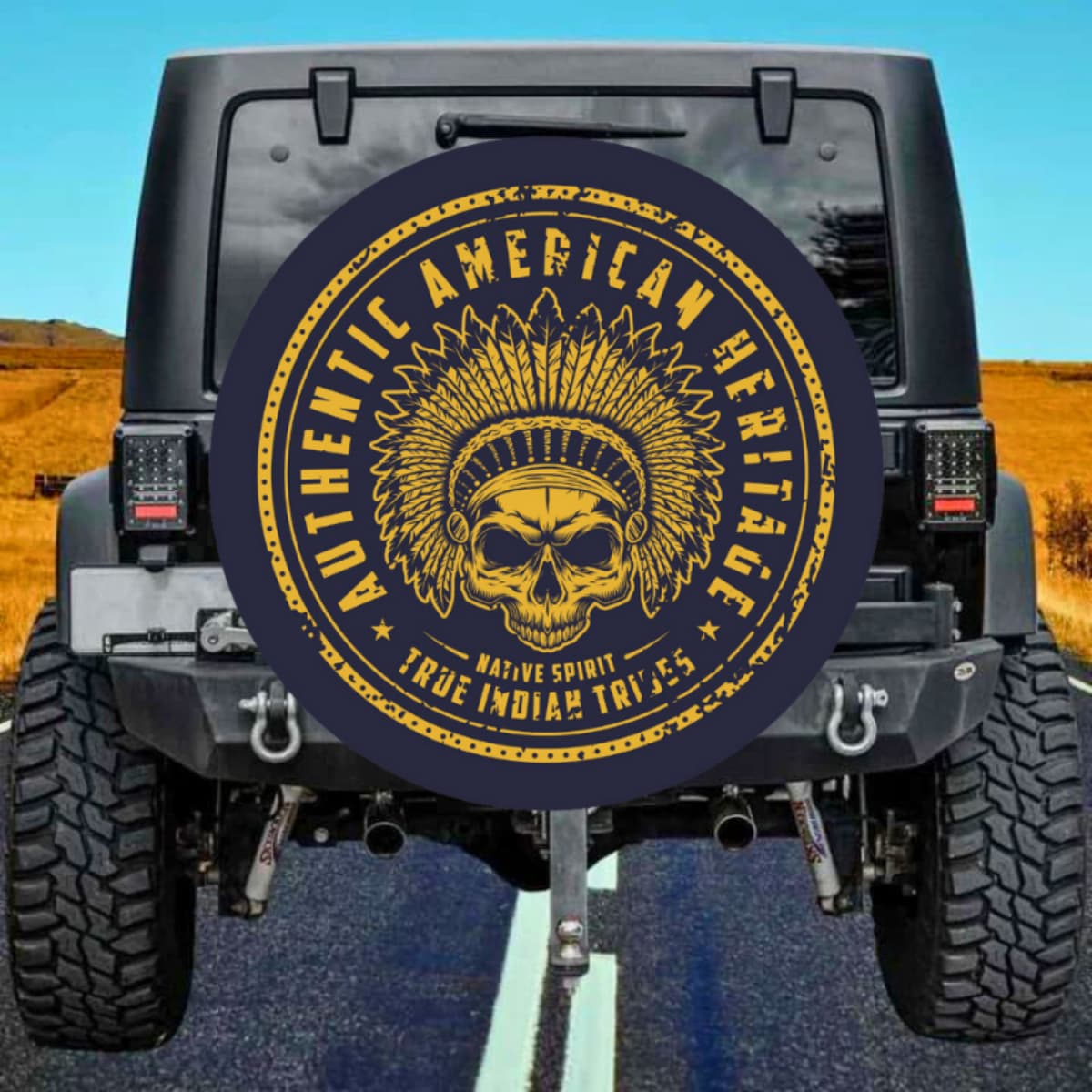 Native American Indian Chief Skull Spare Tire Cover