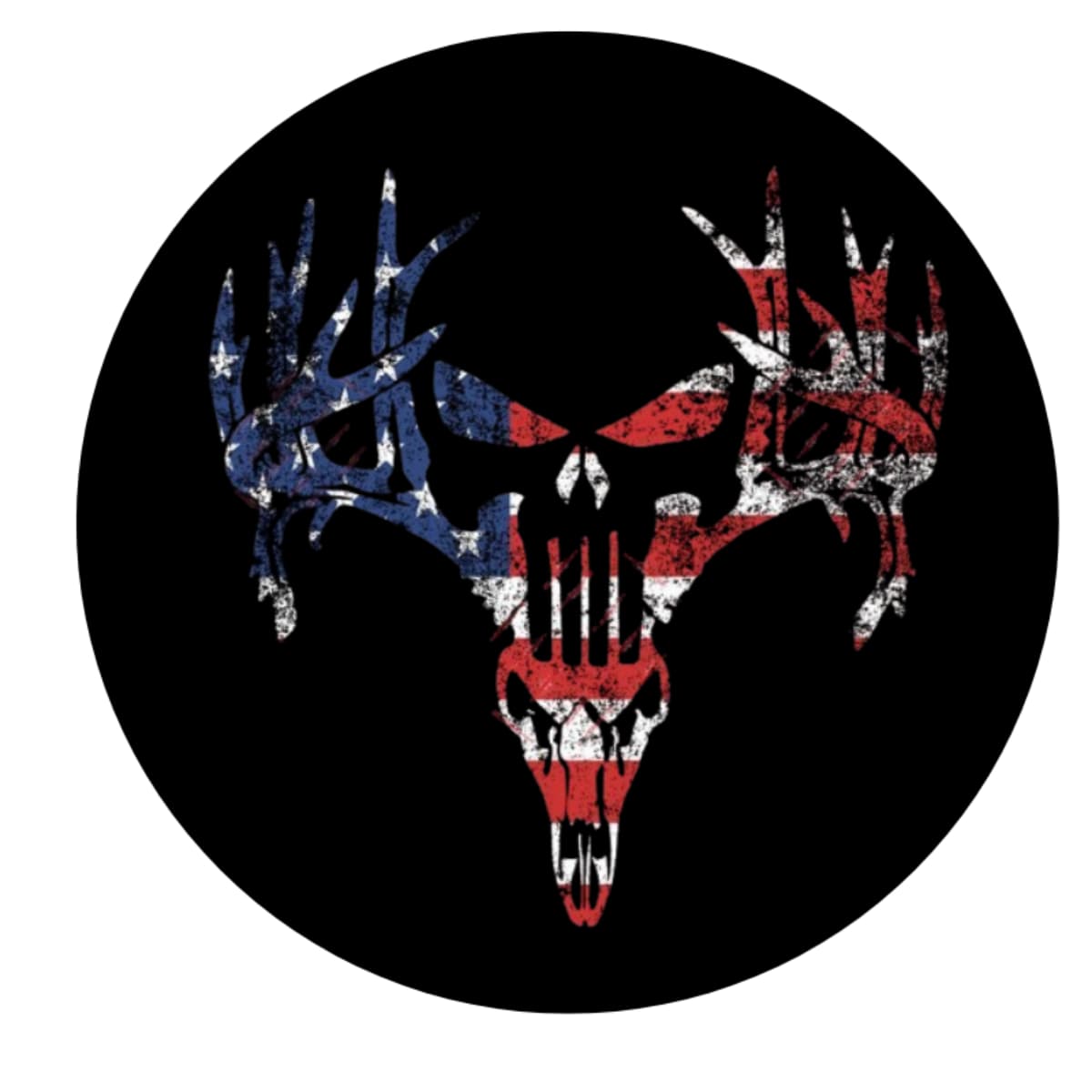 American Flag Punisher Deer Skull Spare Tire Cover - Distressed Art