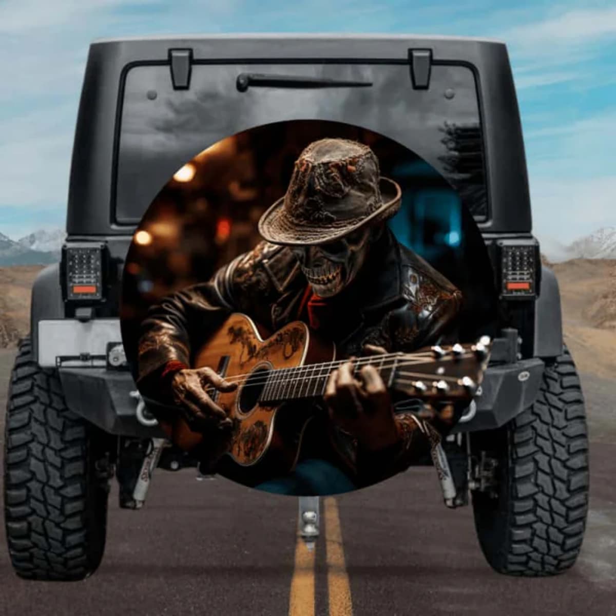 Blues Biker Skull Spare Tire Cover