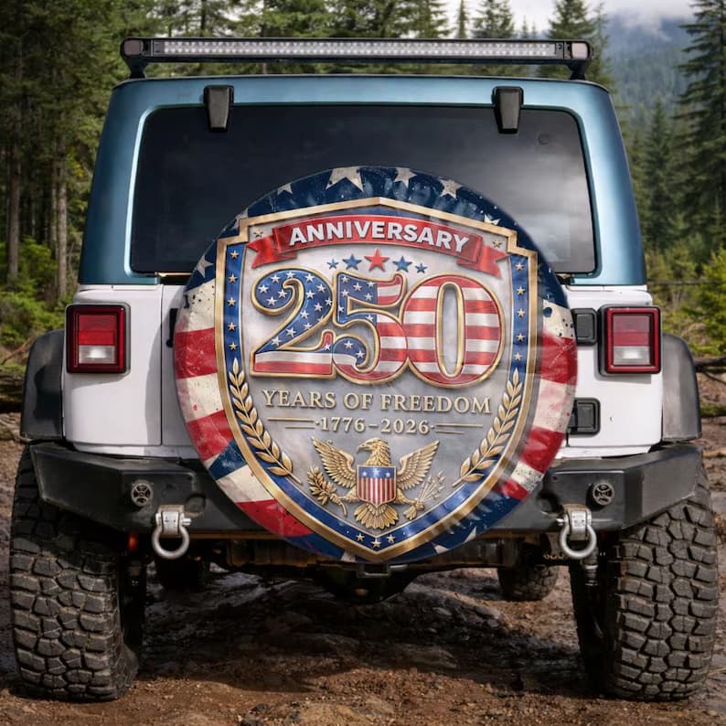 The Freedom Shield 250 | Distressed Flag Spare Tire Cover