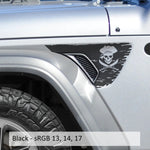 Jolly Roger Pirate Flag Fender Vent Vinyl Decal - Fits Jeep Wrangler JL/Jeep Gladiator JT 2018+