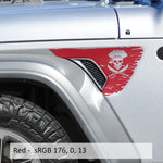 Jolly Roger Pirate Flag Fender Vent Vinyl Decal - Fits Jeep Wrangler JL/Jeep Gladiator JT 2018+