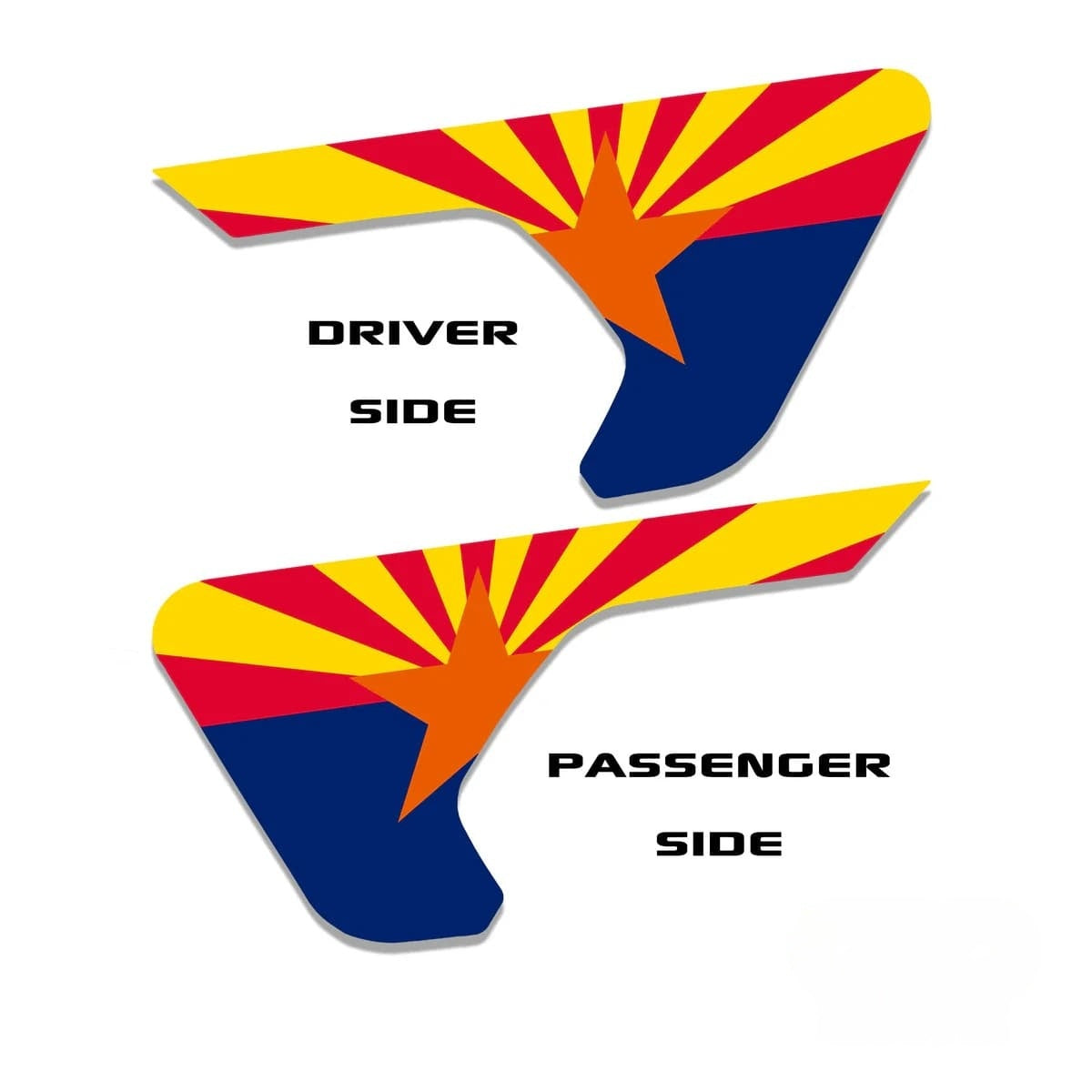 Arizona State Flag 2pc Vinyl Fender Decal - Fits Jeep Wrangler JL/Jeep Gladiator JT 2018+
