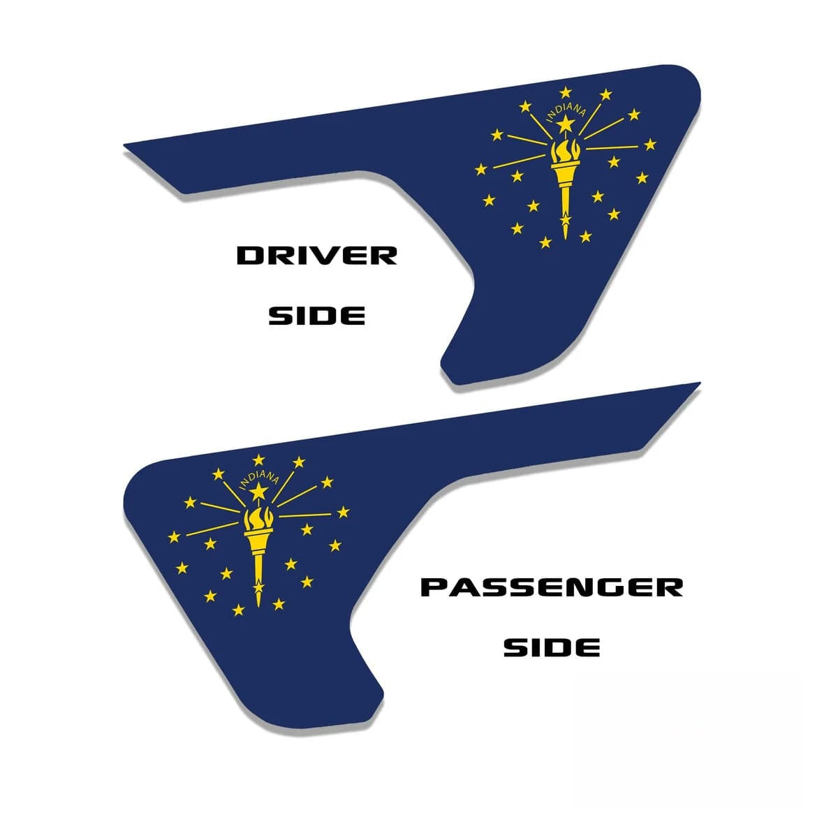 Indiana State Flag 2pc Vinyl Fender Decal - Fits Jeep Wrangler JL/Jeep Gladiator JT 2018+
