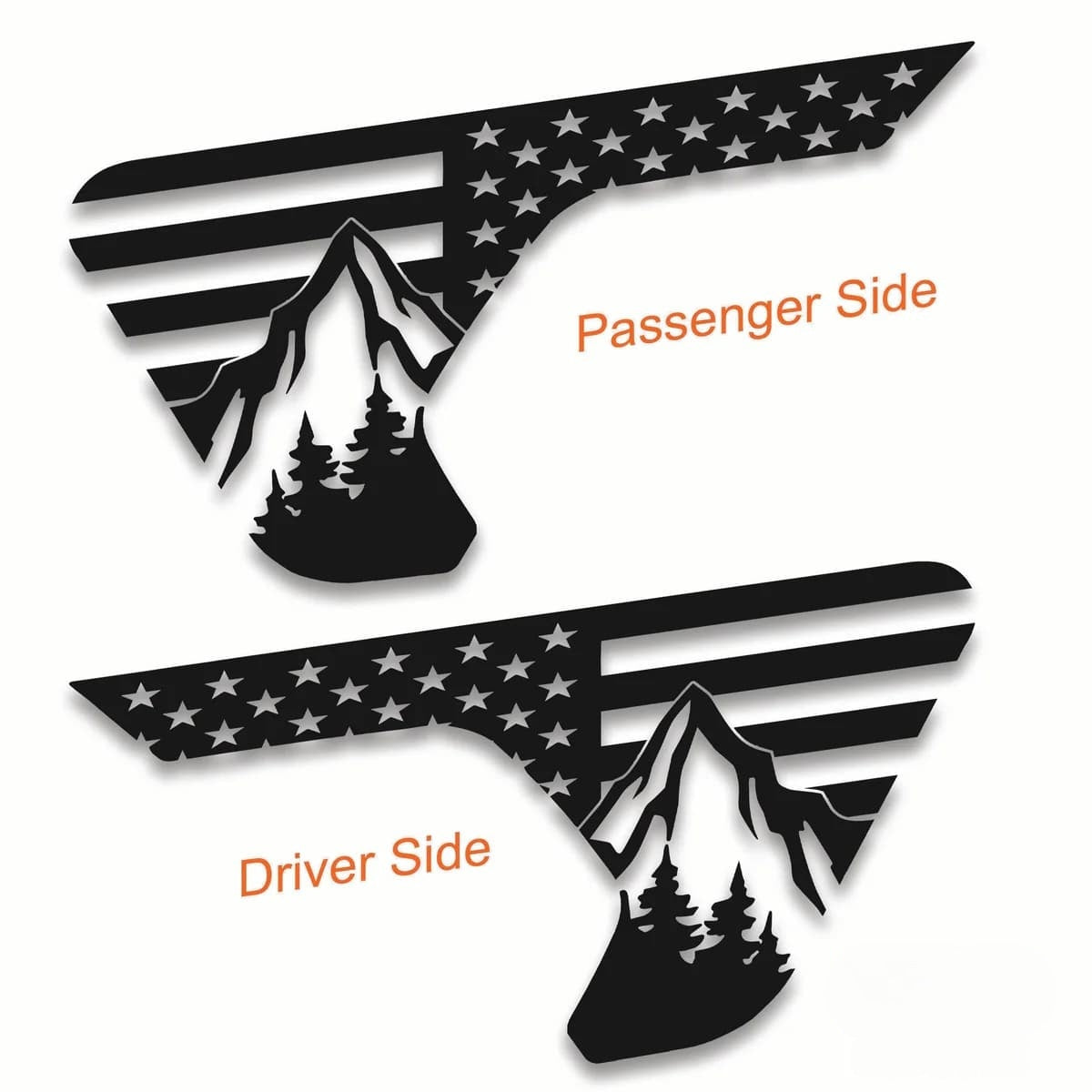 American Flag & Mountains Decal Fender Vent Vinyl Decal - Fits Jeep Wrangler JL/Jeep Gladiator JT 2018+