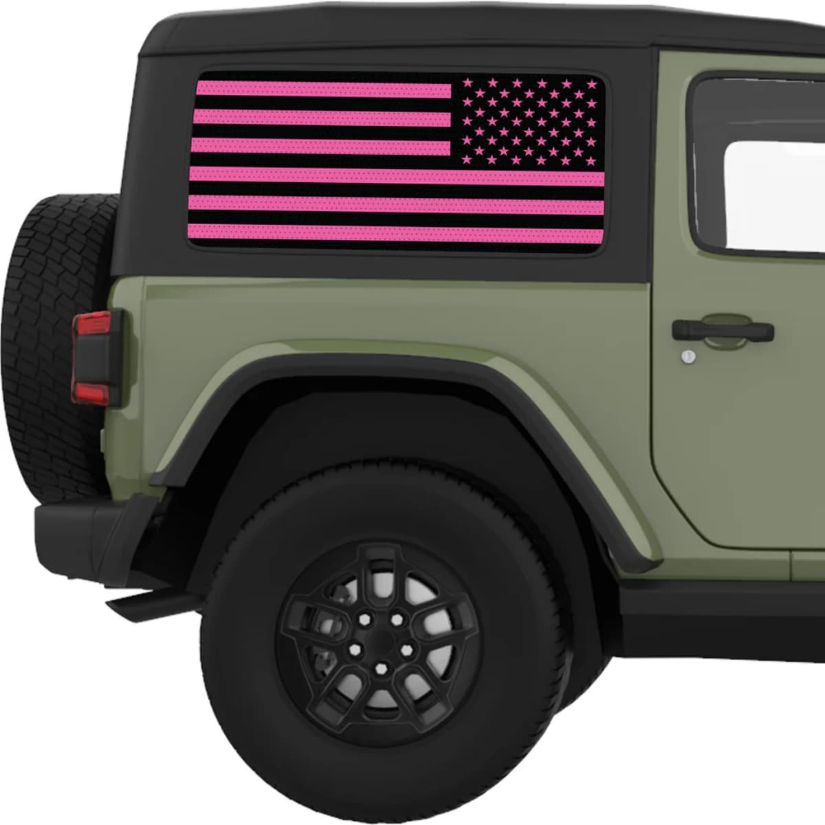 Black And Pink American Flag Decal For Jeep Wrangler
