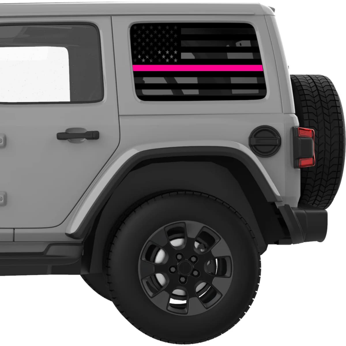 Transparent American Flag Pink Line For Breast Cancer Decal For Jeep Wrangler