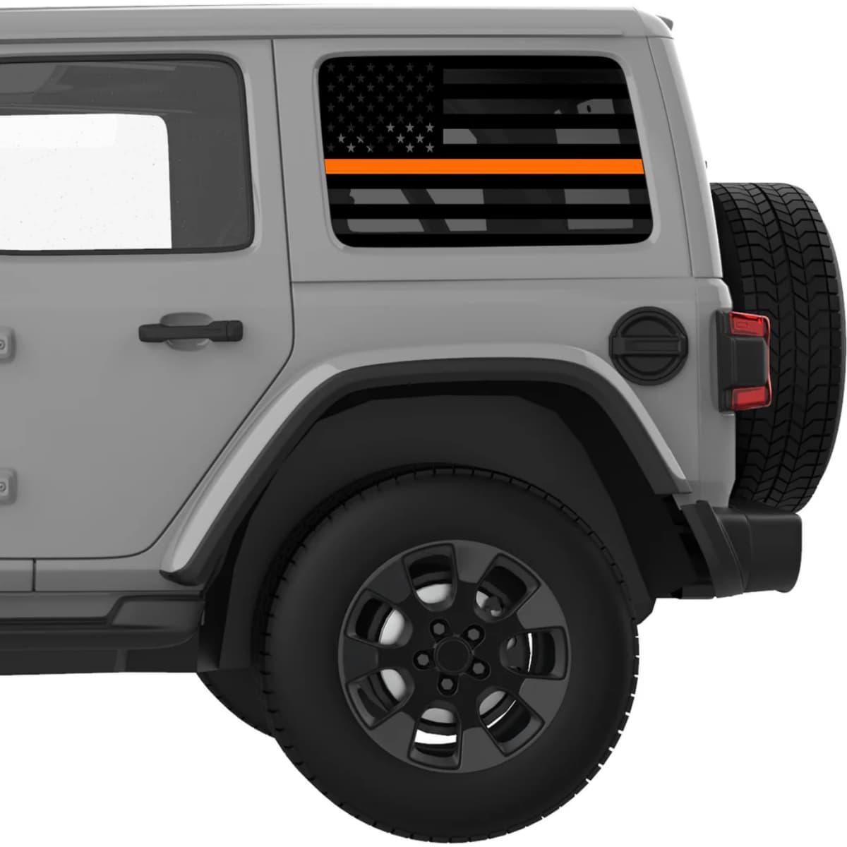 Transparent American Flag Orange Line For Search And Rescue Decal For Jeep Wrangler