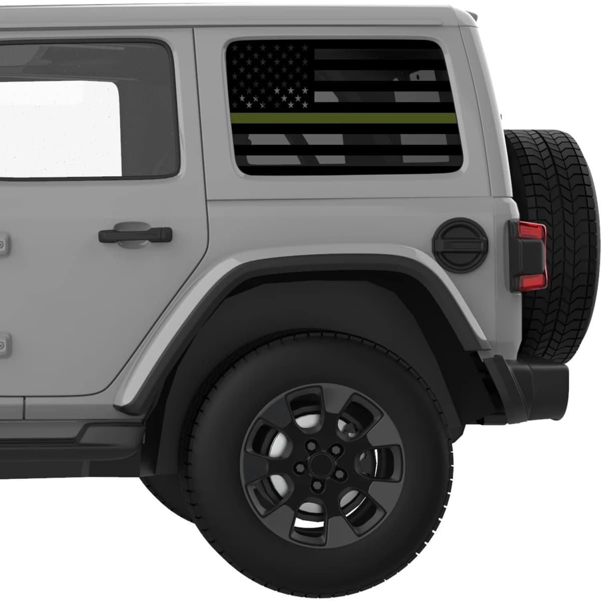 Transparent American Flag Green Line For Armed Forces Decal For Jeep Wrangler
