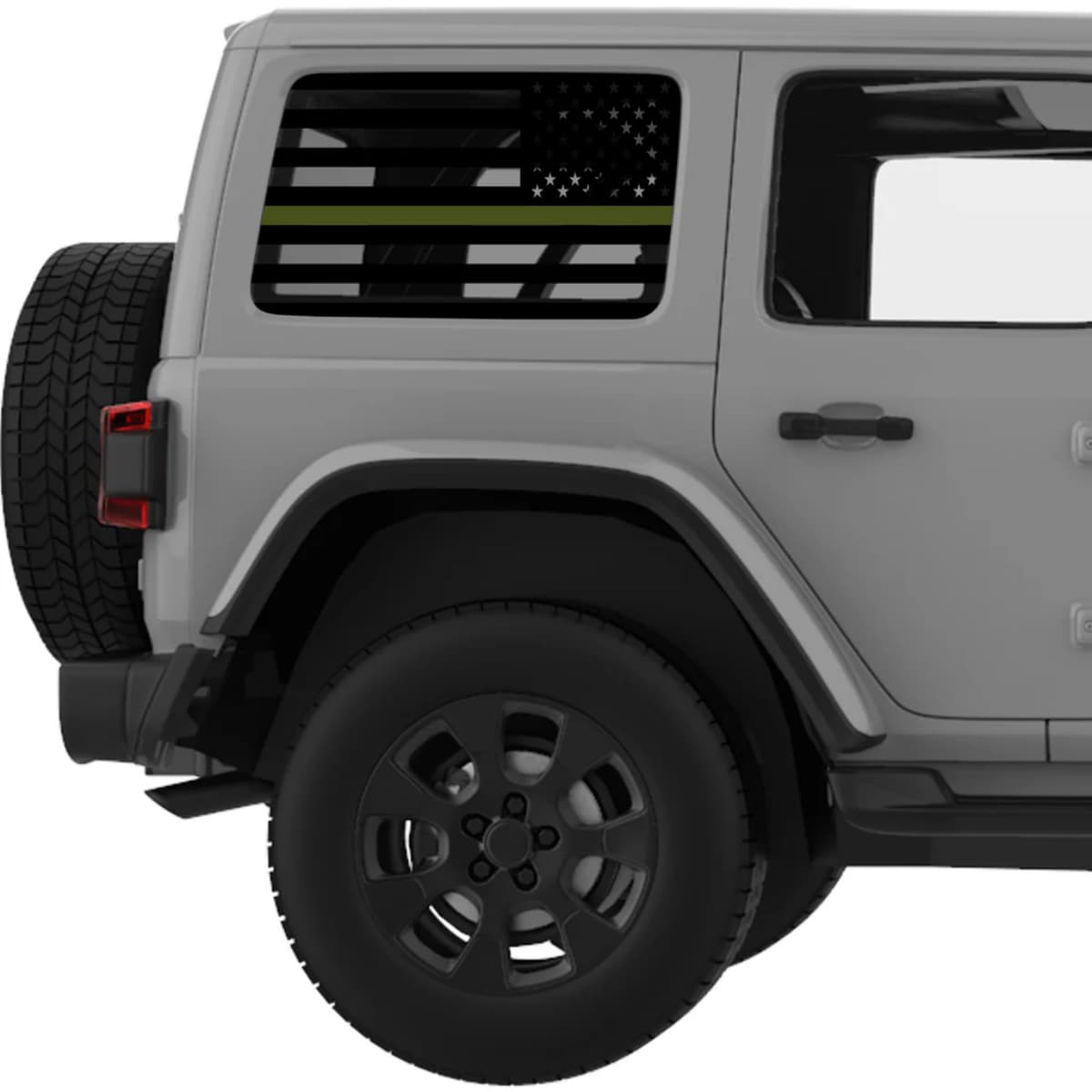 Transparent American Flag Green Line For Armed Forces Decal For Jeep Wrangler