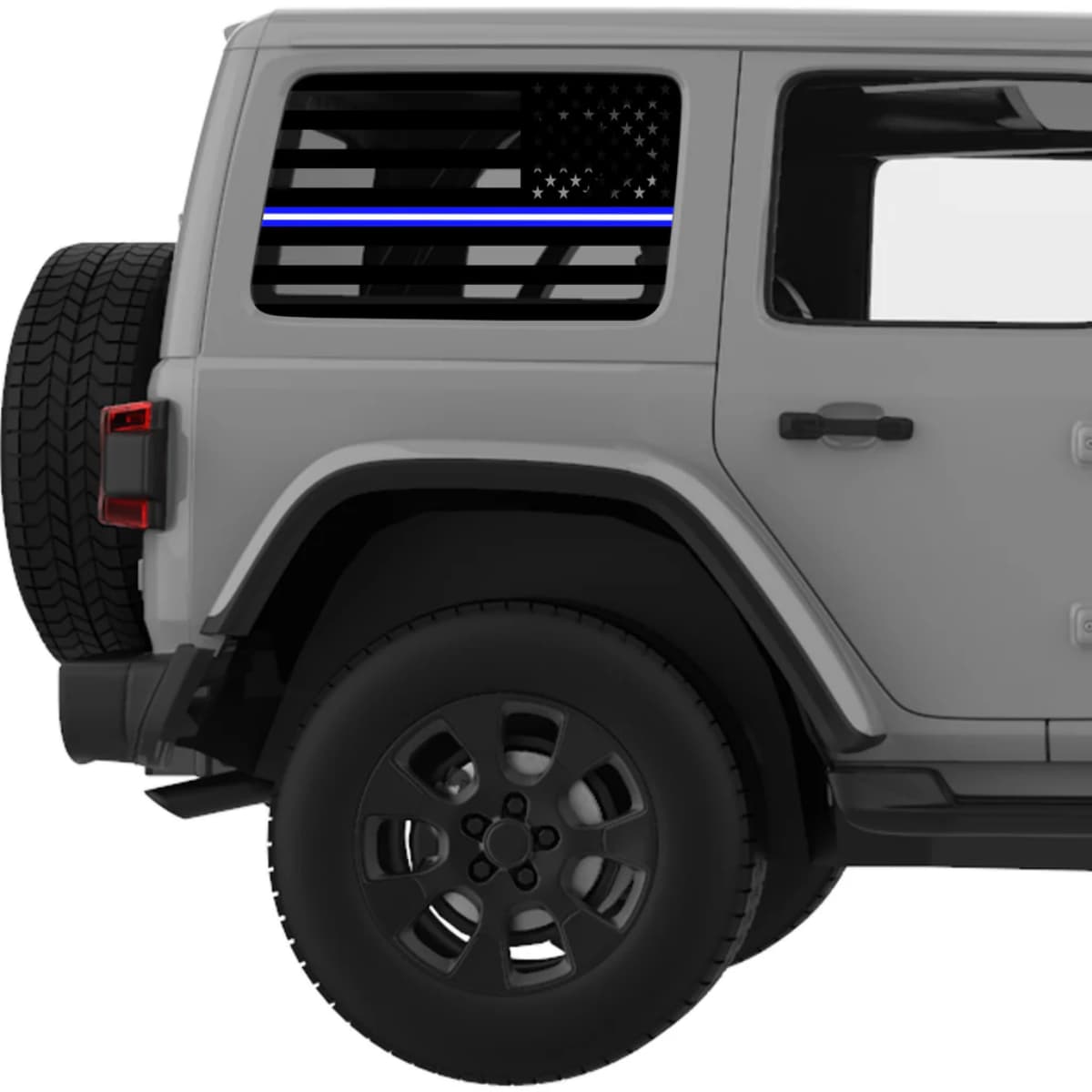 Transparent American Flag Blue And White Line For Ems Decal For Jeep Wrangler
