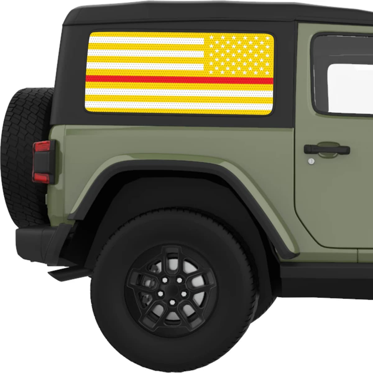 YELLOW WHITE WITH RED LINE AMERICAN FLAG DECAL FOR JEEP WRANGLER
