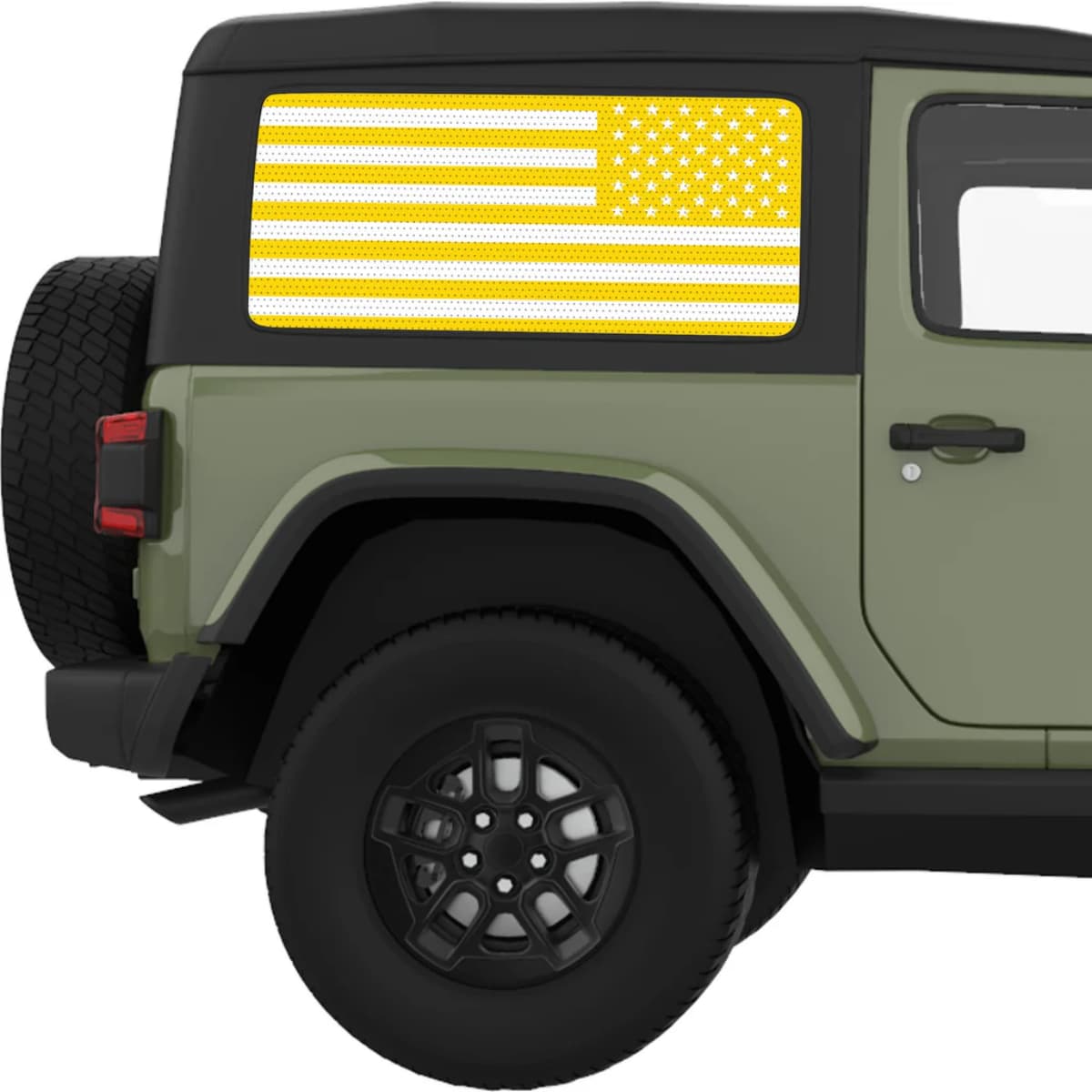Yellow And White American Flag Decal For Jeep Wrangler