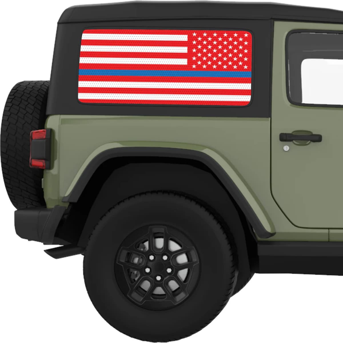 Red White With Blue Line American Flag Decal For Jeep Wrangler