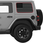 Red Outline Black And Gray American Flag Decal For Jeep Wrangler