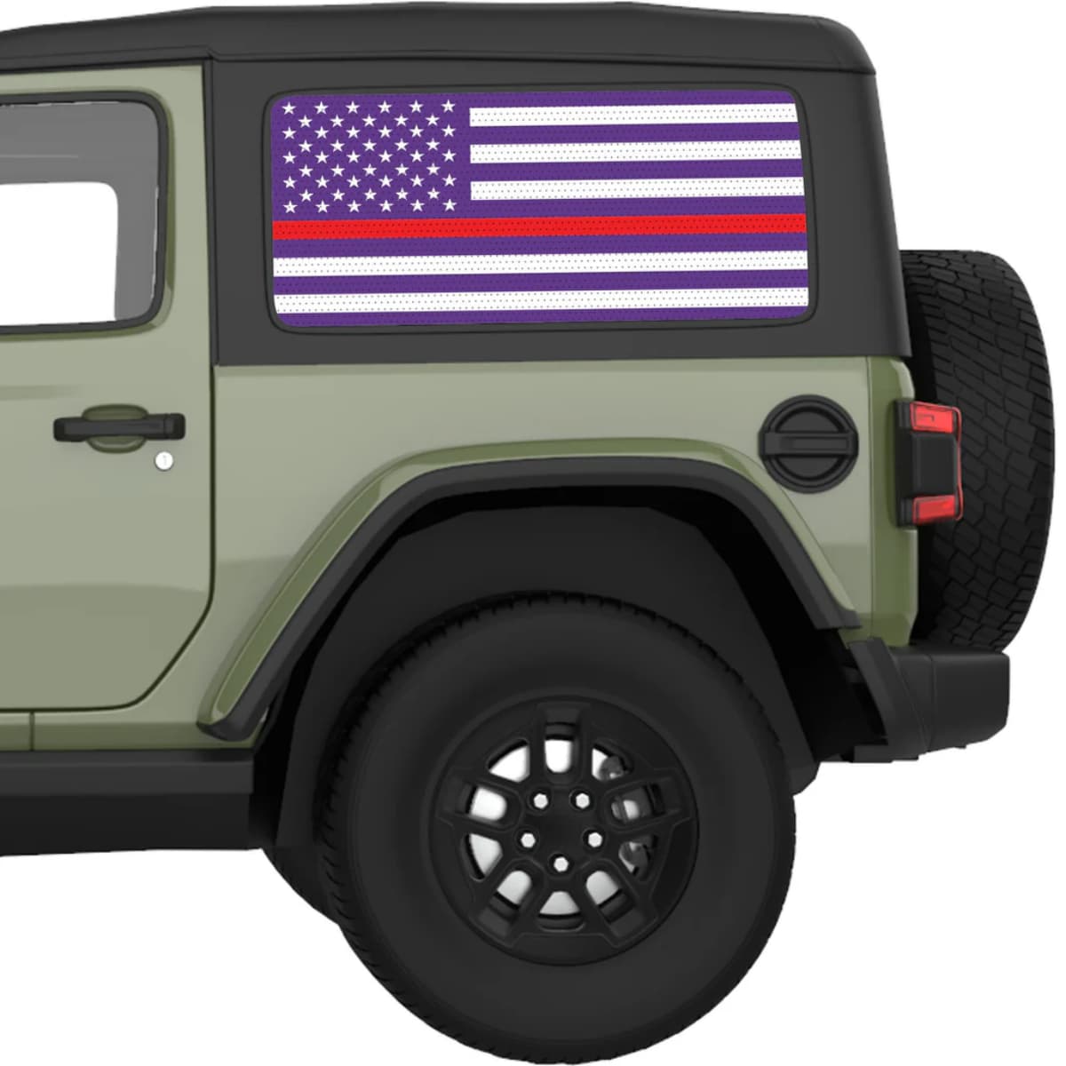 Purple White With Red Line American Flag Decal For Jeep Wrangler