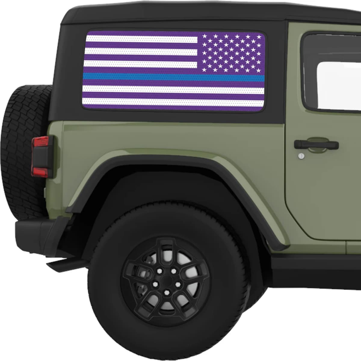 Purple White With Blue Line American Flag Decal For Jeep Wrangler