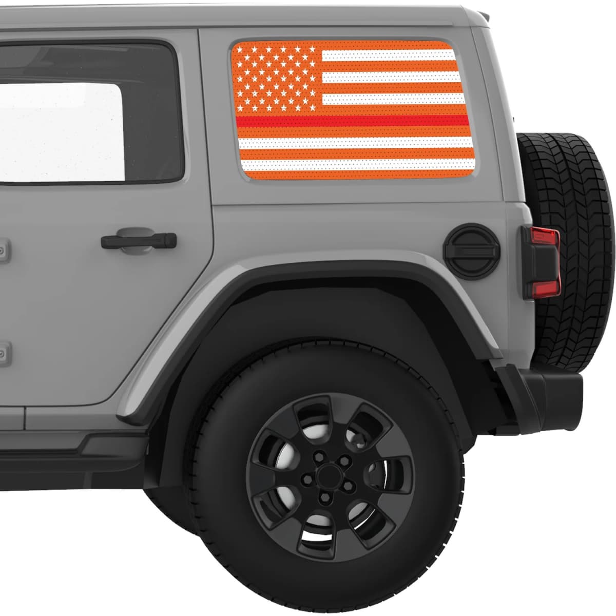 Orange White With Red Line American Flag Decal For Jeep Wrangler