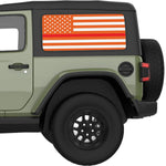 Orange White With Red Line American Flag Decal For Jeep Wrangler