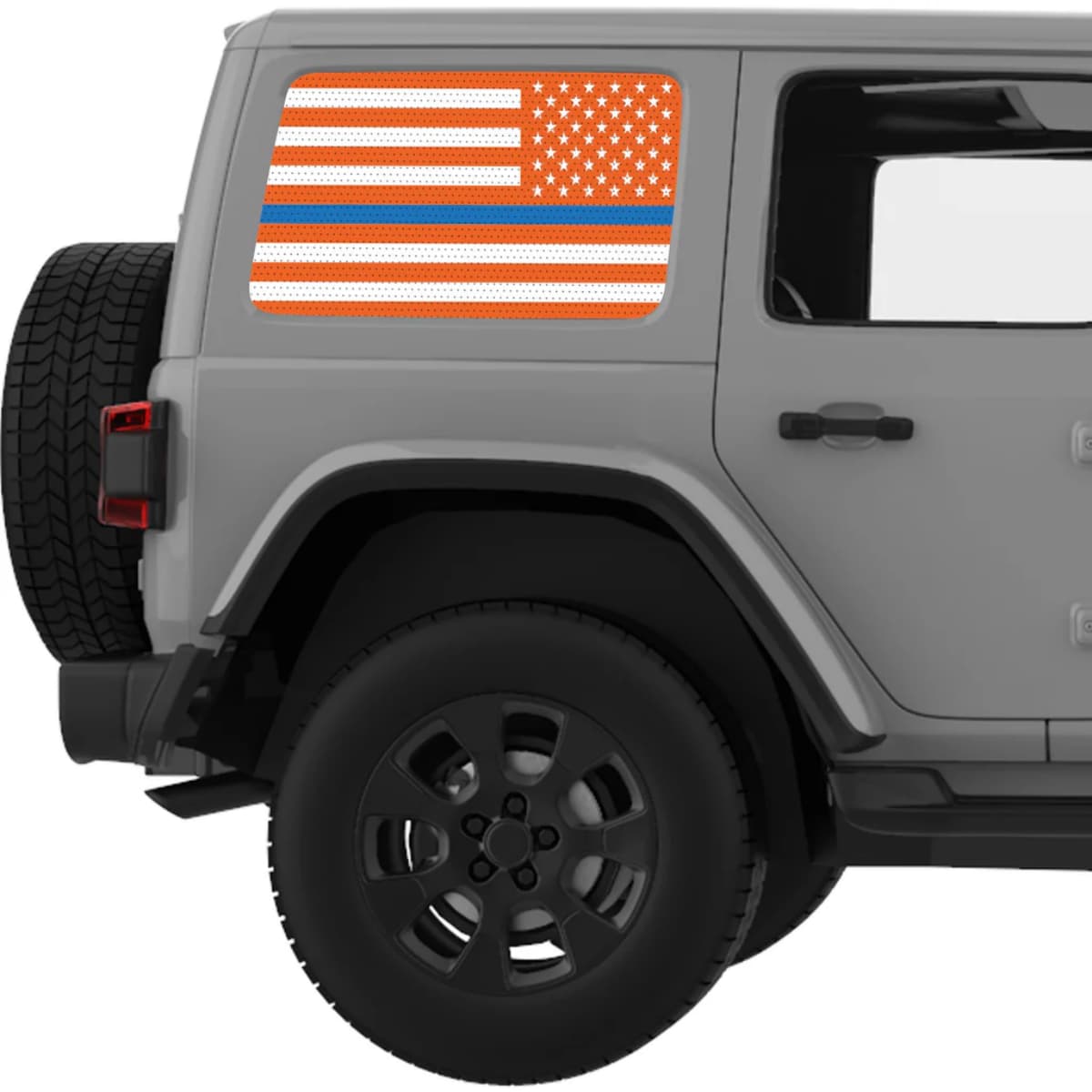 ORANGE WHITE WITH BLUE LINE AMERICAN FLAG DECAL FOR JEEP WRANGLER