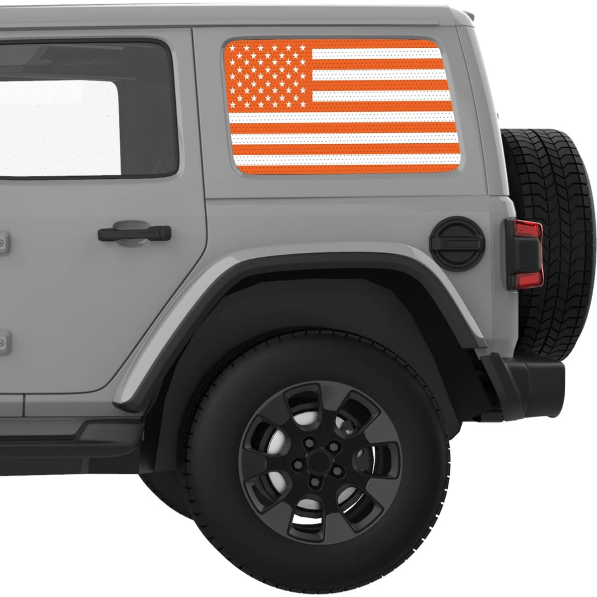 Orange And White American Flag Decal For Jeep Wrangler