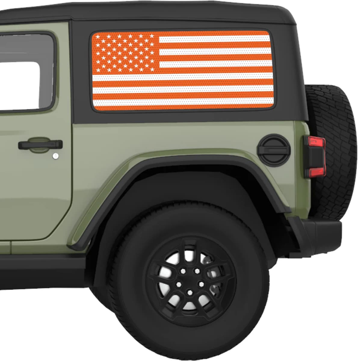 Orange And White American Flag Decal For Jeep Wrangler