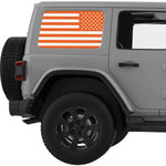 Orange And White American Flag Decal For Jeep Wrangler