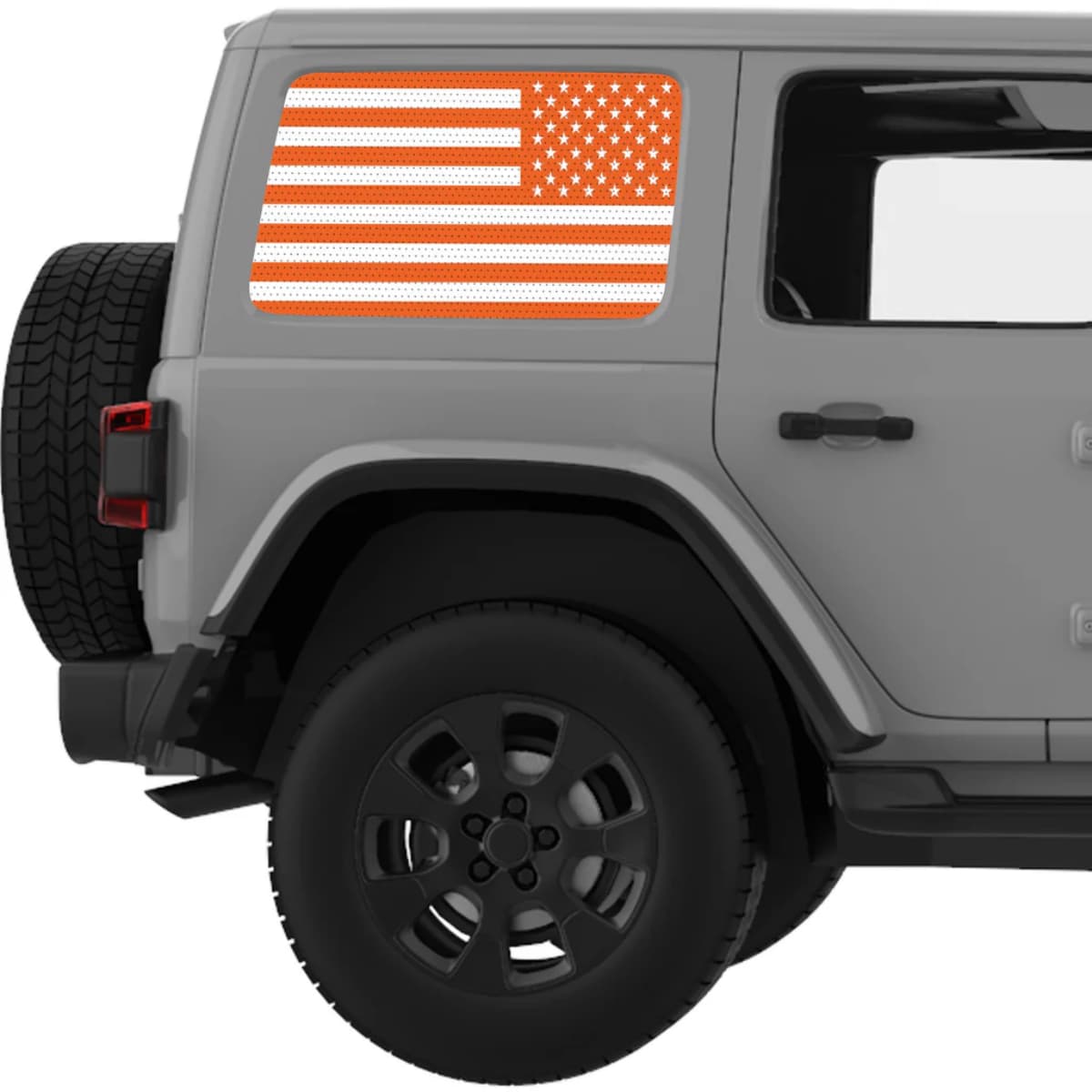 Orange And White American Flag Decal For Jeep Wrangler