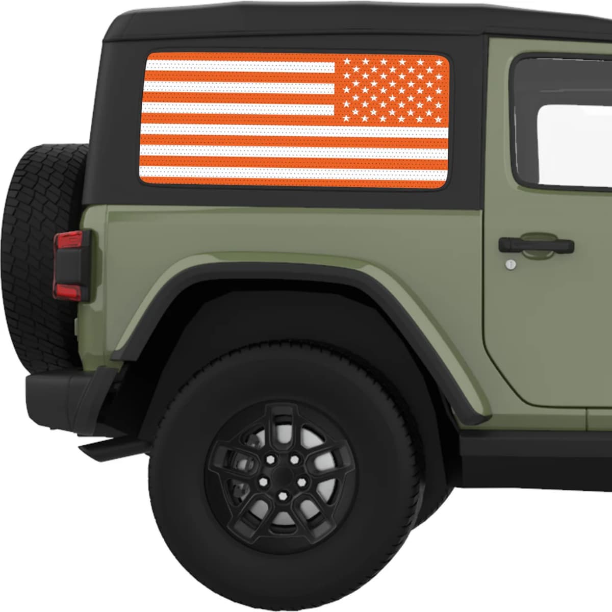 Orange And White American Flag Decal For Jeep Wrangler