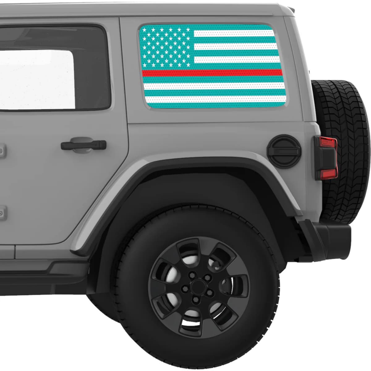 Light Blue White With Red Line American Flag Decal For Jeep Wrangler