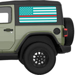 Light Blue White With Red Line American Flag Decal For Jeep Wrangler