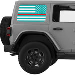 Light Blue White With Red Line American Flag Decal For Jeep Wrangler