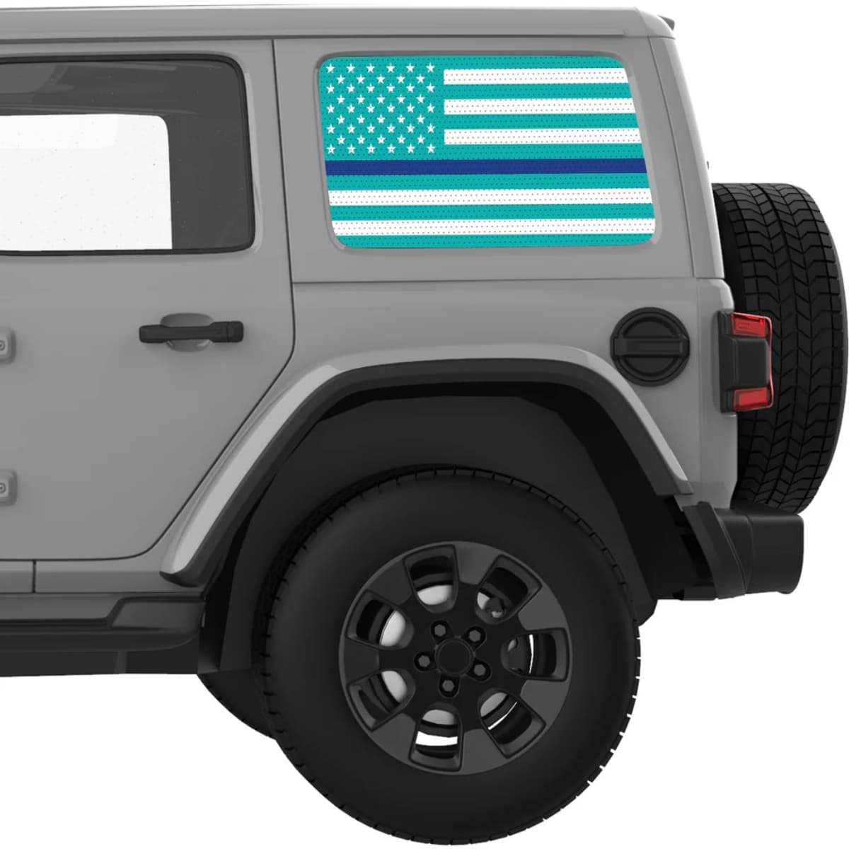 Light Blue White With Blue Line American Flag Decal For Jeep Wrangler
