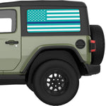 Light Blue White With Blue Line American Flag Decal For Jeep Wrangler