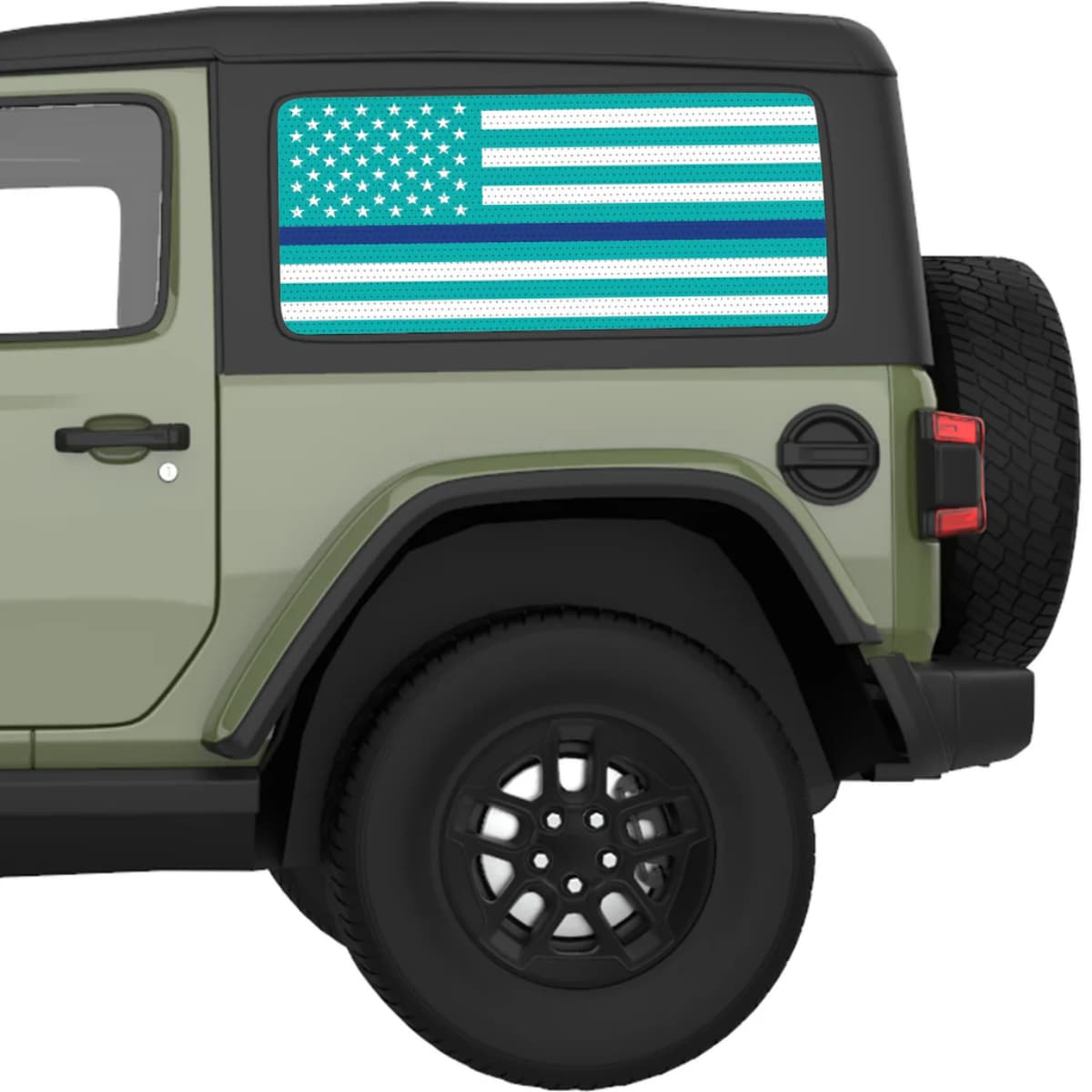 Light Blue White With Blue Line American Flag Decal For Jeep Wrangler