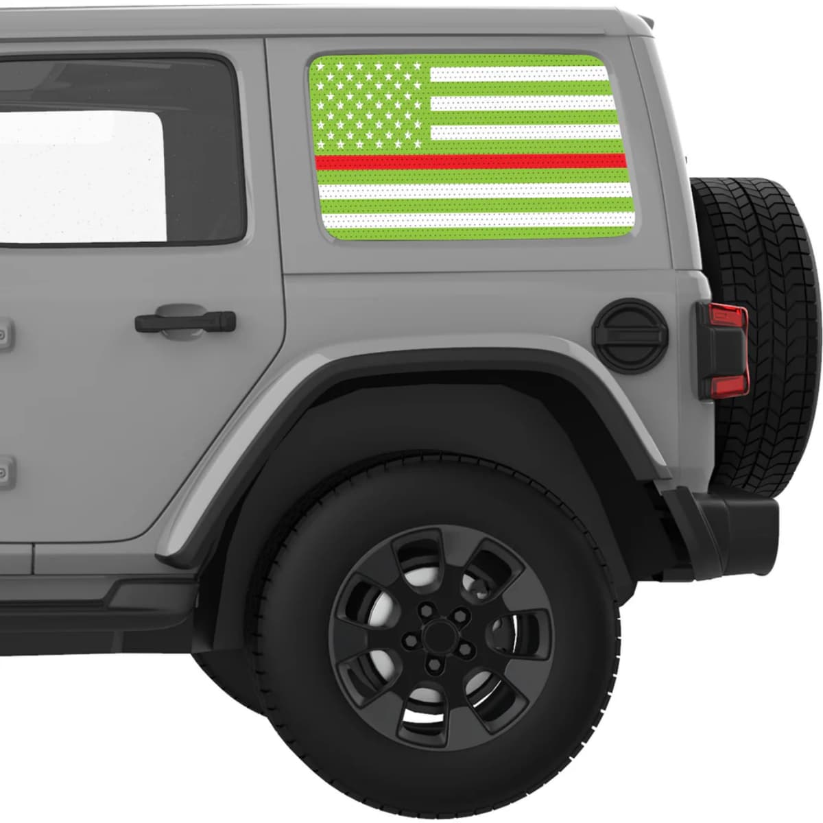Green White With Red Line American Flag Decal For Jeep Wrangler