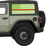 Green White With Red Line American Flag Decal For Jeep Wrangler