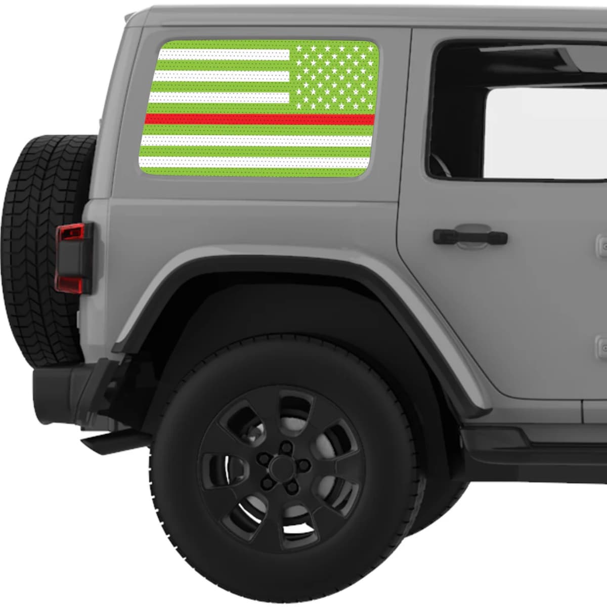 Green White With Red Line American Flag Decal For Jeep Wrangler