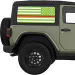 Green White With Red Line American Flag Decal For Jeep Wrangler