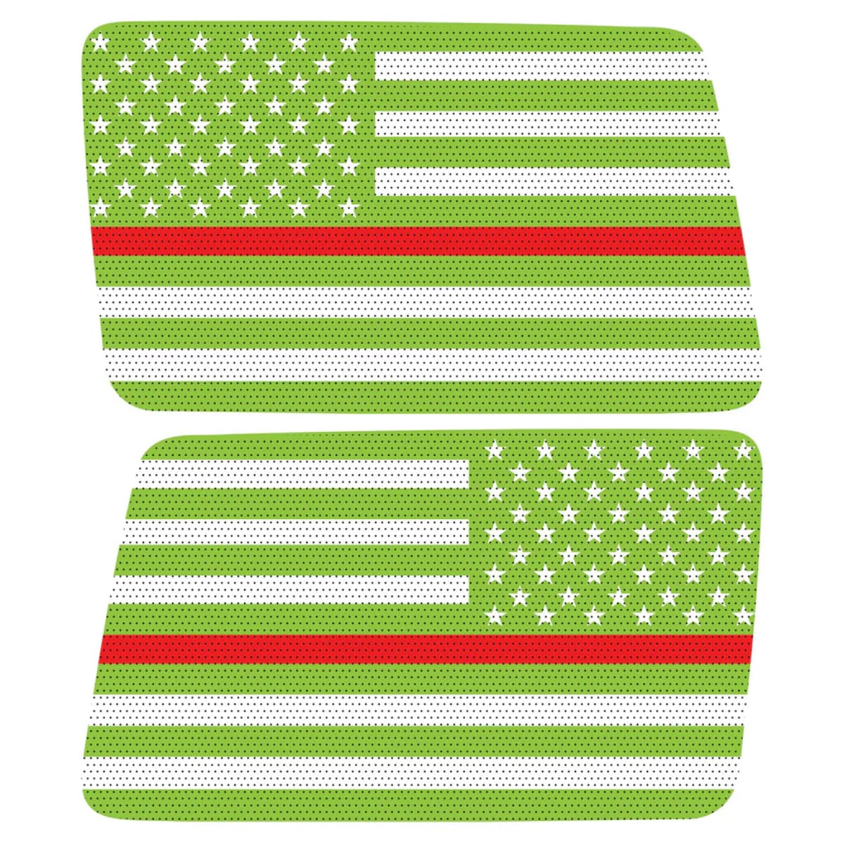 Green White With Red Line American Flag Decal For Jeep Wrangler
