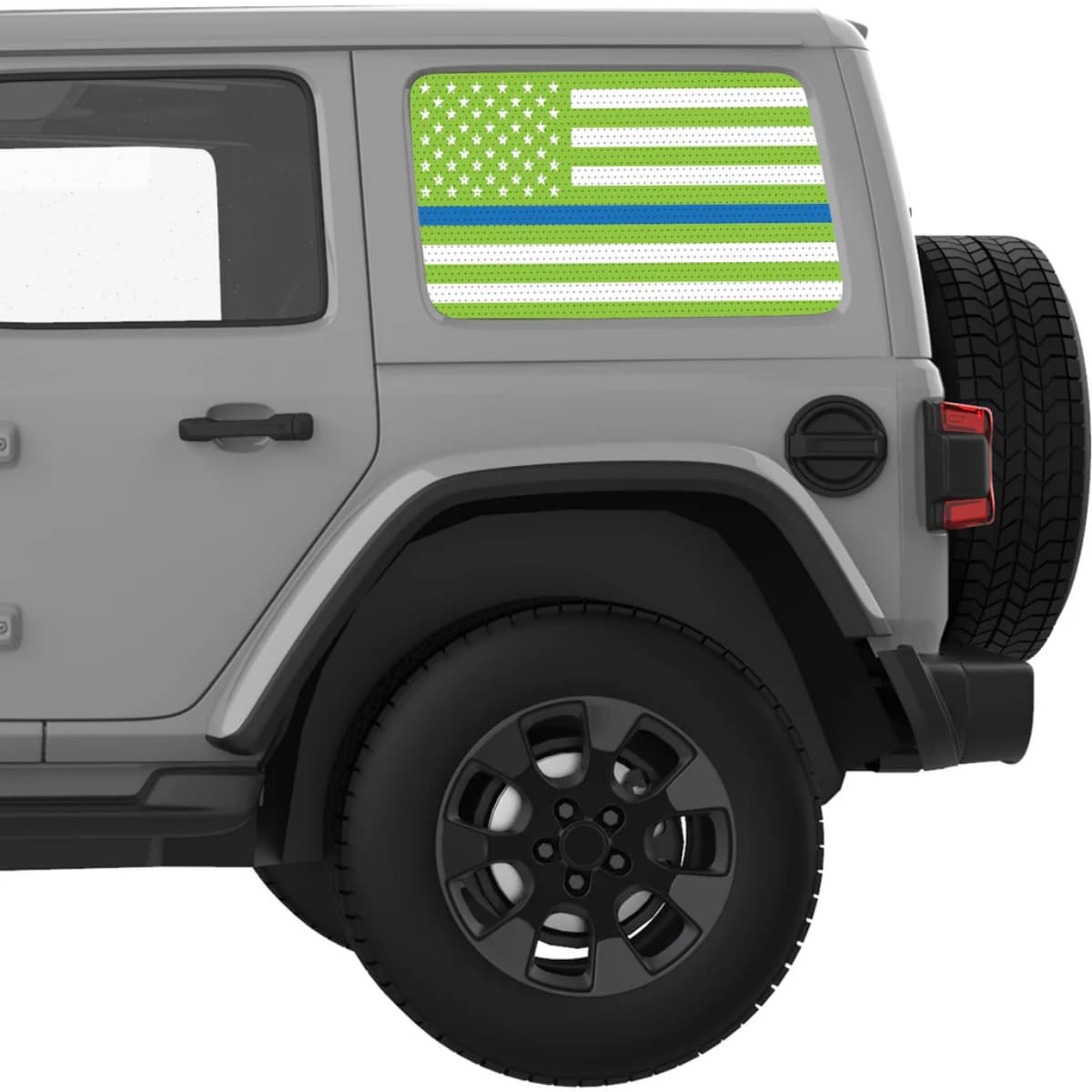 Green White With Blue Line American Flag Decal For Jeep Wrangler