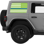 Green White With Blue Line American Flag Decal For Jeep Wrangler