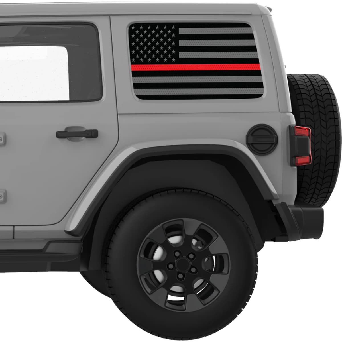 Black Gray With Red Line American Flag Decal For Jeep Wrangler