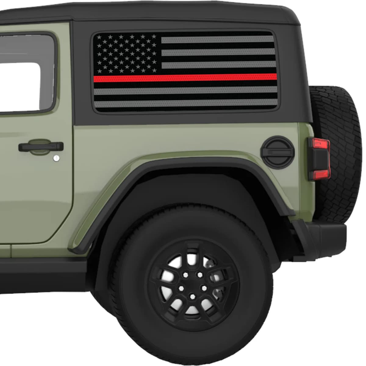 Black Gray With Red Line American Flag Decal For Jeep Wrangler