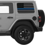 Black Gray With Blue Line American Flag Decal For Jeep Wrangler