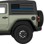 Black Gray With Blue Line American Flag Decal For Jeep Wrangler