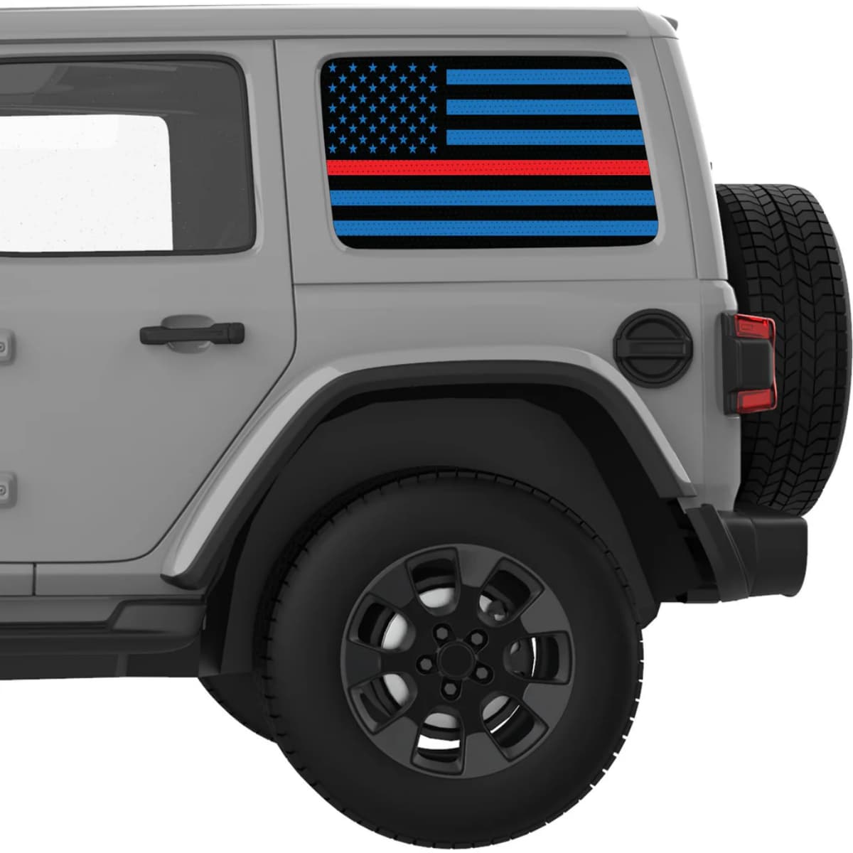 Black Blue With Red Line American Flag Decal For Jeep Wrangler